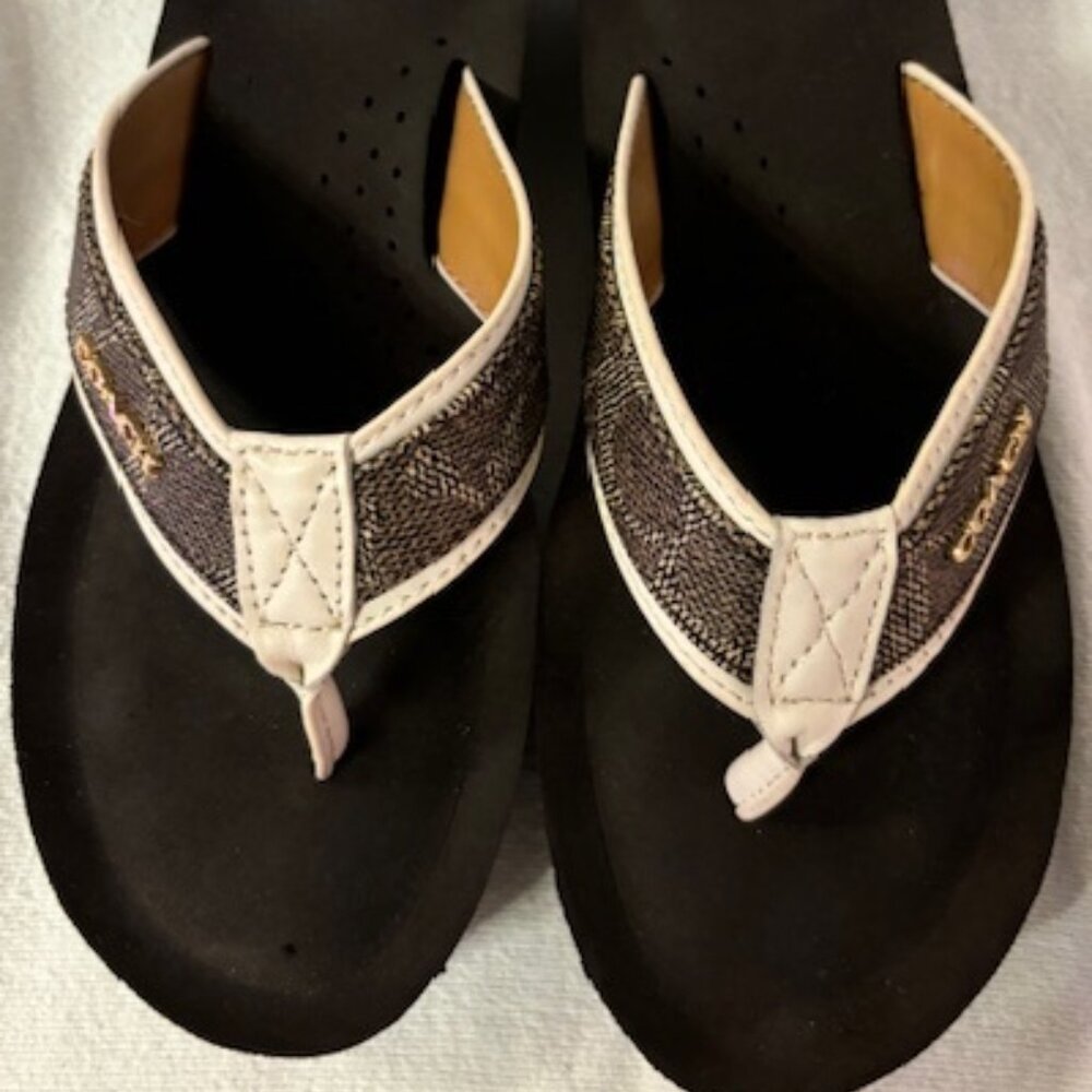 Coach brown wedge leather flip-flop